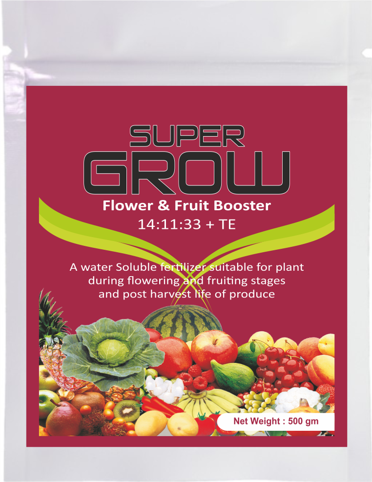 improve soil help plants to grow Fertilizer SUPER GROW Flower & Fruit Booster 14:11:33 + TE