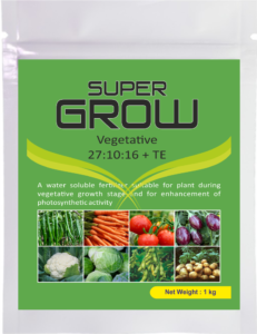 fertilizer benefits support farming super grow-27-10-16+TEIt is a source of Nitrogen, phosphorus, and Potassium, the three major macronutrients essential for plant growth and further nourishment of plants.
